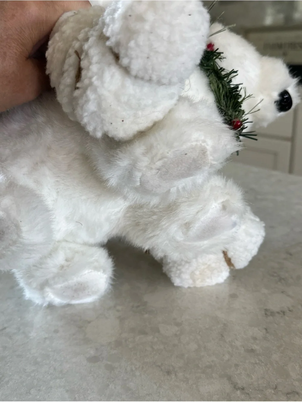 Holiday Old World Santa with White Plush PolarBear - Festive Winter Decor
